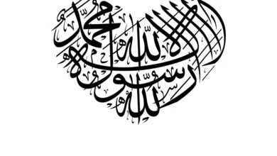 six kalimas calligraphy in Arabic